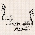 Closeup of Volvo Truck Window Sticker, Classic Logo with Dynamic Wave Graphics