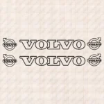 Closeup of Volvo Truck Window Sticker, Text and Classic Logos Outline