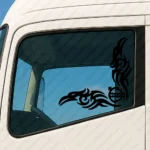 Black Volvo Truck Window Sticker, Alternative Logo with Tribal Graphics