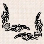 Closeup of Volvo Truck Window Sticker, Alternative Logo with Tribal Graphics