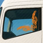 Orange Volvo Truck Window Sticker, Alternative Logo with Tribal Graphics