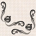 Closeup of Volvo Truck Window Sticker, Classic Logo with Corner Flowing Swirl Graphics