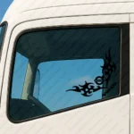 Black Volvo Truck Window Sticker, Classic and Text Logo with Dynamic Wave Graphics