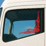 Red Volvo Truck Window Sticker, Classic Bold Logo with Corner Flourish Graphics