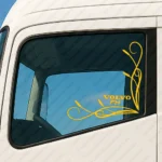Yellow Volvo Truck Window Sticker, FH with Text Logo and Corner Flourish Graphics