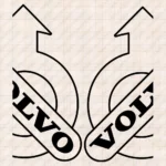 Closeup of Volvo Truck Window Sticker, Half Logo Modern Version Outline
