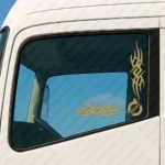 Gold Volvo Truck Window Sticker, Alternative Logo with Corner Dynamic Wave Design