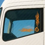 Orange Volvo Truck Window Sticker, Alternative Logo with Corner Dynamic Wave Design