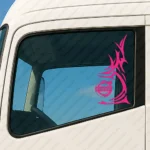 Fuchsia Volvo Truck Window Sticker, Classic Logo with Tribal Verical Graphics