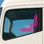 Fuchsia Volvo Truck Window Sticker, Alternative Logo with Corner Dynamic Wave Graphics