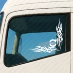 White Volvo Truck Window Sticker, Alternative Logo with Corner Dynamic Wave Graphics