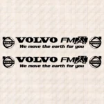 Closeup of Volvo Truck Window Sticker, FMX We Move the Earth for You with Classic Logos