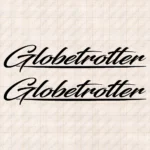 Closeup of Volvo Truck Window Sticker, Globetrotter Handwritten Style
