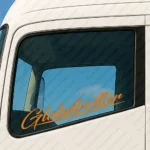 Orange Volvo Truck Window Sticker, Globetrotter Handwritten Style