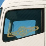 Gold Daf Truck Window Sticker, XF with Text Logo and Symbol Inside Frame