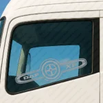 Silver Daf Truck Window Sticker, XF with Text Logo and Symbol Inside Frame