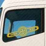 Yellow Daf Truck Window Sticker, XF with Text Logo and Symbol Inside Frame