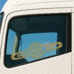 Gold Daf Truck Window Sticker, CF with Text Logo and Symbol Inside Frame