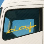 Yellow Daf Truck Window Sticker, Modern Text Logo