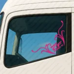 Fuchsia Daf Truck Window Sticker, CF Euro 6 with Logo and Flourish Graphics