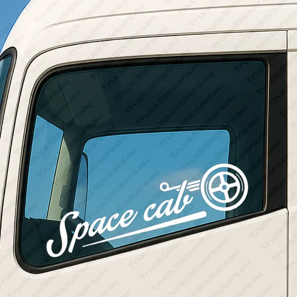White Daf Truck Window Sticker, Space Cab with Half Logo