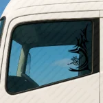 Black Daf Truck Window Sticker, Classic Logo with Vertical Tribal Graphics