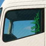 Greece Daf Truck Window Sticker, Underlined Text Logo with Vertical Tribal Graphics