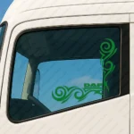 Greece Daf Truck Window Sticker, Underlined Text Logo with Flowing Swirl Graphics