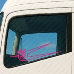 Fuchsia Daf Truck Window Sticker, Half Classic Logo with Boomerang
