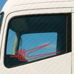 Red Daf Truck Window Sticker, Half Classic Logo with Boomerang