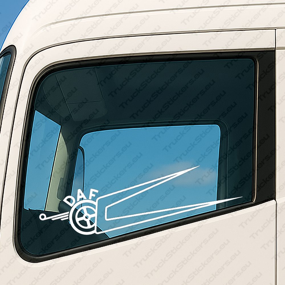 window-sticker-for-trucks-90645-white White Daf Truck Window Sticker, Half Classic Logo with Boomerang
