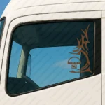 Brown Man Truck Window Sticker, Classic Logo with Lion and Vertical Tribal Graphics