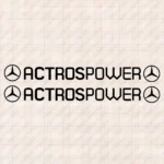 Closeup of Mercedes Truck Window Sticker, Actros Power with Classic Logos