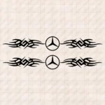Closeup of Mercedes Truck Window Sticker, Classic Logo with Dynamic Wave Graphics Version 1