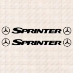Closeup of Mercedes Truck Window Sticker, Sprinter with Classic Logos Version 1