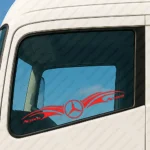 Red Mercedes Truck Window Sticker, Actros with Classic Logos and Graphics Version 2