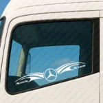 White Mercedes Truck Window Sticker, Actros with Classic Logos and Graphics Version 2