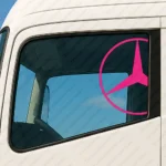 Fuchsia Mercedes Truck Window Sticker, Half Classic Logo
