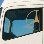 Gold Mercedes Truck Window Sticker, Half Classic Logo
