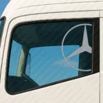 Silver Mercedes Truck Window Sticker, Half Classic Logo