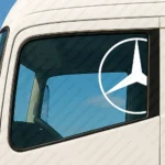 White Mercedes Truck Window Sticker, Half Classic Logo