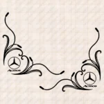 Closeup of Mercedes Truck Window Sticker, Actros with Classic Logo and Flourish Graphics