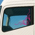 Fuchsia Mercedes Truck Window Sticker, Actros with Classic Logo and Flourish Graphics