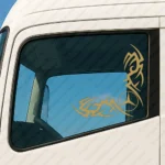 Gold Mercedes Truck Window Sticker, Big Classic Logo with Tribal Graphics