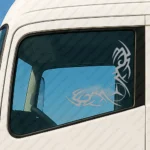 Silver Mercedes Truck Window Sticker, Big Classic Logo with Tribal Graphics