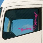 Fuchsia Mercedes Truck Window Sticker, Classic Logo with Dynamic Wave Graphic Version 1