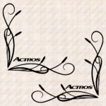 Closeup of Mercedes Truck Window Sticker, Actros with Flourish Graphics