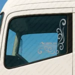 Silver Mercedes Truck Window Sticker, Actros with Flowing Swirl Pattern