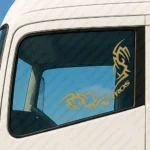 Gold Mercedes Truck Window Sticker, Actros with Corner Tribal Graphics