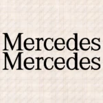 Closeup of Mercedes Truck Window Sticker, Classic Text Logo